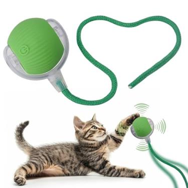 Imagem de Bola de brinquedo interativa para cães e gatos, pequena e automática, rolando, divertida, com luz de LED e cauda de corda para ativação por movimento, presente de filhote de gatinho fofo, suprimentos