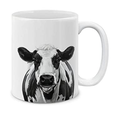 Imagem de Caneca de café de cerâmica para porco adulto MUGBREW com xícara de chá, 325 ml, Black Spot Cow