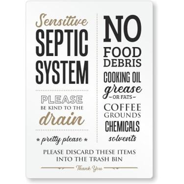 Imagem de SmartSign Sistema séptico sensível sem óleo alimentar para cozinha Airbnb - 12,7 cm x 18 cm, acrílico, fitas adesivas de espuma, preto/dourado/branco