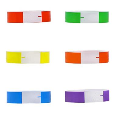Imagem de Ruwado 60 pulseiras de papel multicoloridas neon à prova d'água leves de identificação adesiva para concertos e festas
