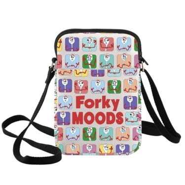 Imagem de BWWKTOP Bolsa tiracolo com garfo divertido, presente para fãs de garfo, malas, mensageiro, bolsa de ombro, mercadoria, Forky Moods-xk Bag