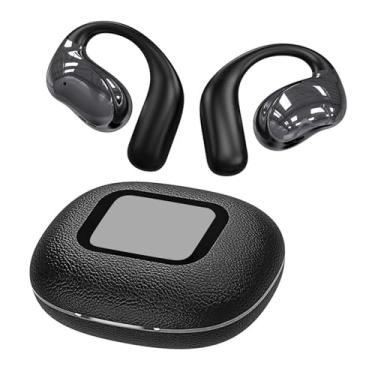Imagem de Fones de Ouvido Abertos, Clipe de Ouvido Aberto Bluetooth Sem Fio Em Fones de Ouvido Com Estojo de Carregamento Com Display Digital, Fones de Ouvido Com Redução de Ruído (Preto)