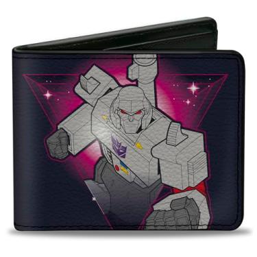 Imagem de Carteira Hasbro, Bifold, Transformers Megatron Peace Through Tyranny Pose Black Reds, Couro Vegano, Azul, 4.0" x 3.5", Casual
