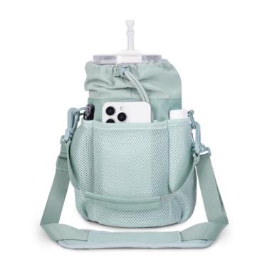 Imagem de ECOHUB Suporte para garrafa de água com alça, copo Stanley de cobertura total, copo de 40/850 g, bolsa térmica para garrafa de água com bolso traseiro de segurança, alça transversal com alça para