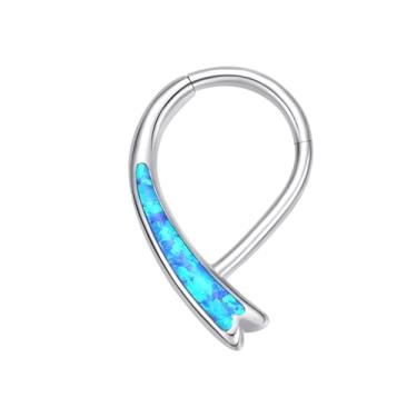 Imagem de VOJO G23 Anel de argola de septo de titânio 16G Daith Teardrop Tragus Piercing Clicker Nose Jewelry for Women, Small, Titânio, Zircônia cúbica