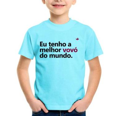 Imagem de Camiseta Infantil Eu tenho a melhor vovó do mundo - Foca na Moda, Azul