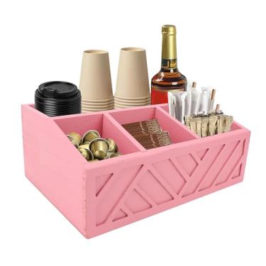 Imagem de Organizador do Saquinho de chá, Porta -voz Multifuncional de Madeira Com 5 Compartimentos, Organizador de chá Dividido, Caixa de Armazenamento de chá, Caddie de Saquinh (Rosy)