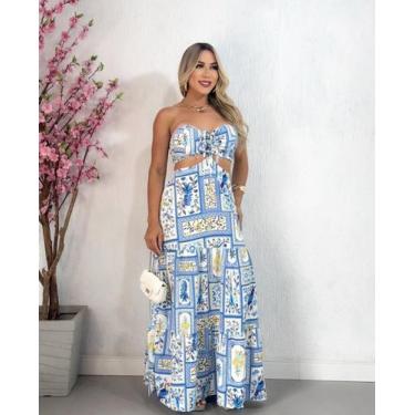 Imagem de Vestido Feminino Longo  Estampado Forado Com Bojo Super Tendência - RL