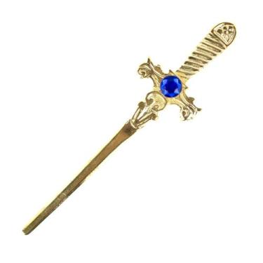 Imagem de Athame Metal Dourado Brilhante 15 cm Pedra Azul Reforçado - Lua Místic