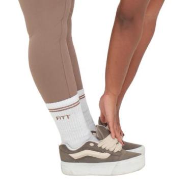 Imagem de Meia fitness algodão branca e marrom - FITT, 34 a 39, Branco