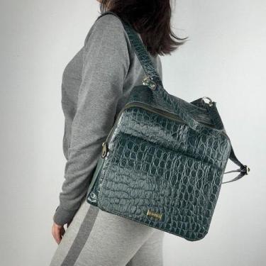 Imagem de Bolsa recuo em couro legitimo b.1034, Verde croco verde