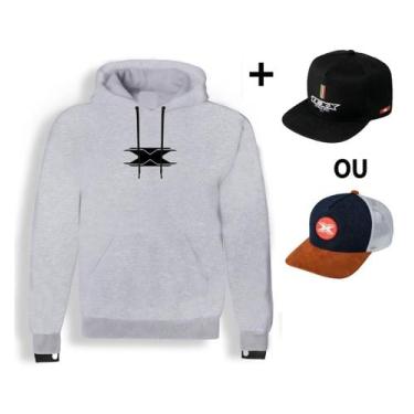 Imagem de Moletom Texx Blusa Casual Modelo Racing + Boné Texx, Cinza, GG-XL