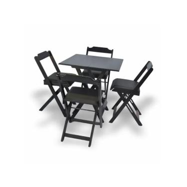Imagem de Conjunto Dobrável 70X70 Com 4 Cadeiras Estofadas Preto