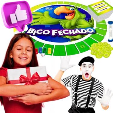 Imagem de Brinquedo Educativo Bico Fechado Mímica com Tabuleiro pedagogico Jogo Infantil bloquinho de desenho + 90 cartas temas variados presente dia das crianças menino menina 7 anos