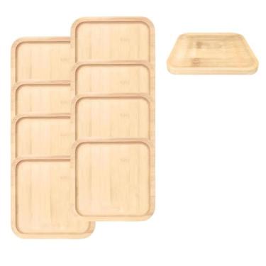 Imagem de Jogo 8 Porta Copos em Bambu Natural Suporte Quadrado - Equipe F