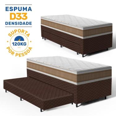 Imagem de Cama Box com Colchao de Espuma D33 Double Face Air Pro Forca Anjos + Auxiliar de Espuma Unique Solteiro 88cm
