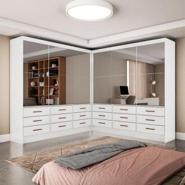 Imagem de Closet Sevilha 6 Portas Casal Duplo Premium 18 Gavetas Cario Branco - 