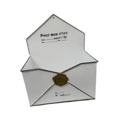 Imagem de Generic Vaso de flores de plantador de parede de metal chic, ferro, cesta da porta da frente, suporte de planta de vaso de parede para decoração de casa, Branco