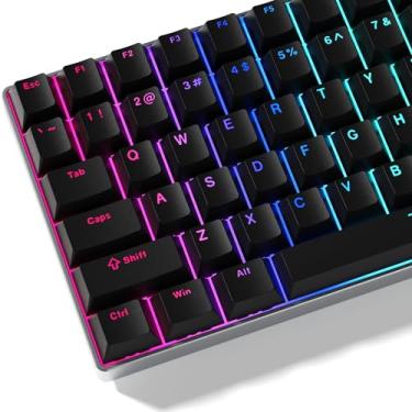 Imagem de Womier Teclas pretas para teclado mecânico, brilho através de teclas PBT Custom Keycap Doubleshot, compatibilidade universal para 60 75 100 por cento Cherry Gateron MX Switchs, preto