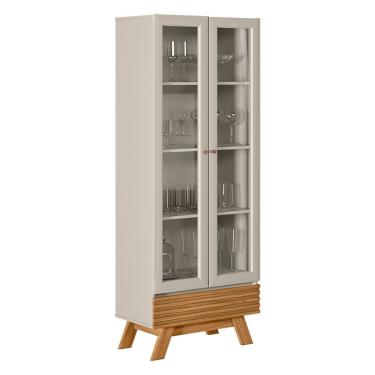 Imagem de Cristaleira Maju 2 Portas Nature E Off White 71x185 Cm L04 - D'rossi