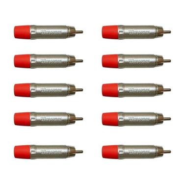 Imagem de Kit Conector Plug Rca Macho Wc 1212 Rd (10un) Wireconex - Pç - 10