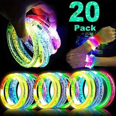 Imagem de TURNMEON Pacote Com 20 Pulseiras De Bastões Luminosos, Suprimentos Para Festa De Carnaval, Suprimentos Para Crianças/Adultos, Brilham No Escuro, Pulseiras De Led Piscantes, Brinquedos Iluminados, Le