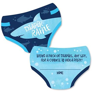 Imagem de Big Dot of Happiness Shark Zone - Diaper Shaped Raffle Ticket Inserts - Jawsome Shark Baby Shower Activities - Diaper Raffle Game - Set of 24