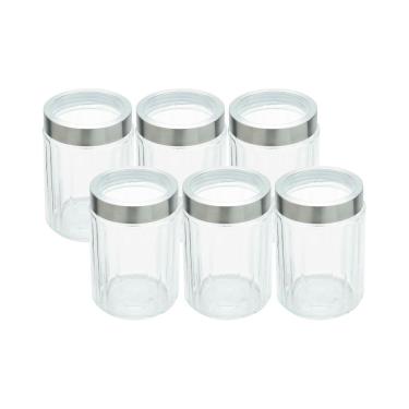 Imagem de Kit 6 Porta Mantimentos Vidro Com Tampa Aço Inox E Visor 1,2l Lyor