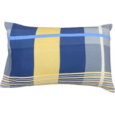 Imagem de Jogo De Fronha Microfibra Estampada 47x70cm Azul Xadrez