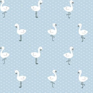 Imagem de Papel De Parede Fofura Baby Flamingos Fundo Azul Ff4020