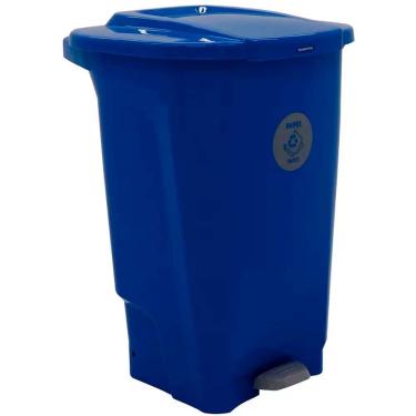 Imagem de Lixeira Para Coleta Seletiva Com Pedal Tramontina T-force Azul