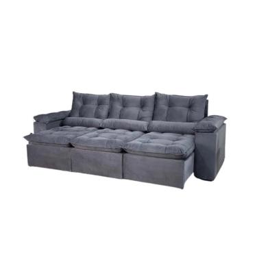 Imagem de Sofá Retrátil Reclinável Grécia 3 Módulos 270cm K80 Plus Cinza - Kasacomigo