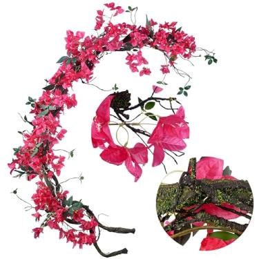 Imagem de DYZEM Galhos Artificiais De Rattan Com Buganvílias, Flores Seda E Folhas, Trepadeiras, Tronco Longo, Liana Para Decoração Parede Jardim, Casamento, Faça Você Mesmo (Árvore + Trepadeira - Pacote 4)