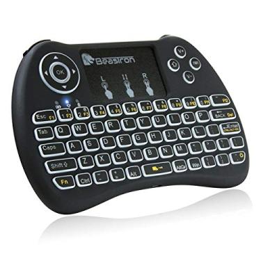 Imagem de Beastron (Atualizado) Mini Teclado Sem Fio 2.4G Com Mouse Touchpad E Qwerty, Controle Remoto Portátil Retroiluminação Para Laptop, Pc, Google Android Tv, Xbox, Ps3/4. Preto