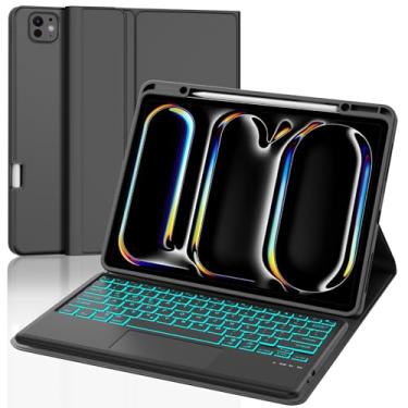 Imagem de YEHOBU Capa Para Ipad Pro 13" 2024 Com Teclado, Teclado Magnético Removível Retroiluminação, Fina Tipo Fólio Porta-Lápis M4, Vários Ângulos De Visão, Modo Suspensão/Ativação Automático