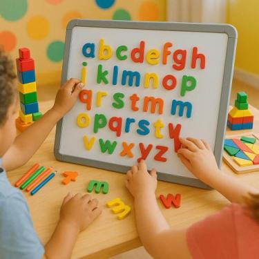 Imagem de Alfabeto Magnético Infantil 26 Letras Imã Educativo Colorido Geladeira