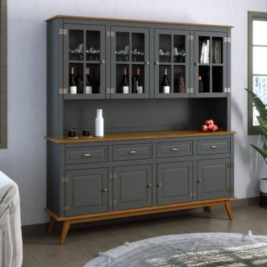 Imagem de Arca Oratório Cristaleira Madeira 8 Portas 4 Gavetas New Veneza Cinza