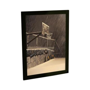 Imagem de Quadro Decorativo Basquete Quadra De Rua Neve Ilustração Decoração Poster Quarto Sala