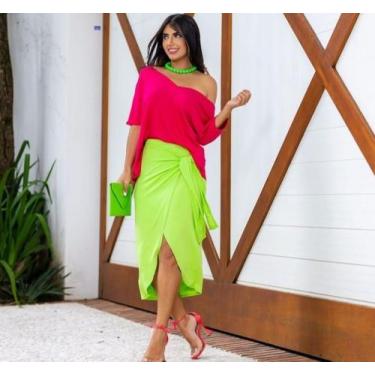 Imagem de Blusa feminina decote V soltinha estilo - filo modas, Verde, m