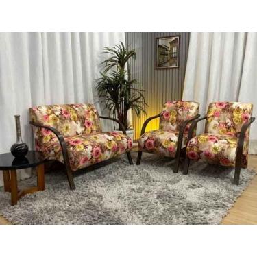 Imagem de Conjunto Poltronas Braço Madeira Floral 66 México - Alpoim