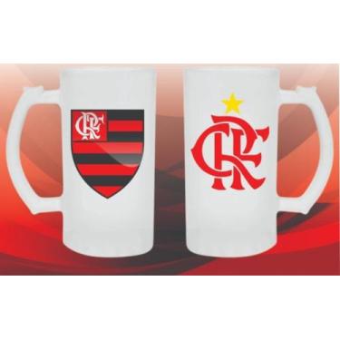 Imagem de Caneca de Chopp de Vidro Jateado do Flamengo  600ml - Elves Artes 