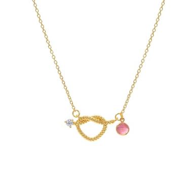 Imagem de KONPJE Colar de nó de pedra do mês de nascimento feminino delicado ouro esmeralda colar personalizado zircônia cúbica pingente amor colares aniversário formatura joia presente, Medium, Cobre, Sem