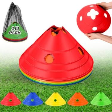 Imagem de ShinyRelief 10 peças de cones de disco jumbo cones de futebol jumbo cones gigantes de agilidade grandes cones de treinamento de futebol com bolsa de malha para crianças adultos treinamento esportivo