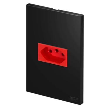 Imagem de Monte Seu Kit de Tomadas e Interruptores Preto Fosco Apagadores de Luz 10 20 A 220 V Duplo Paralelo (Tomada 20A Vermelha 4x2)