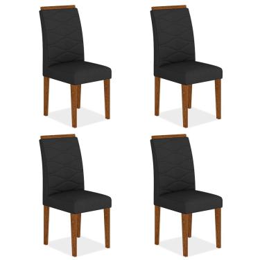 Imagem de Kit 4 Cadeiras Estofadas Everest Comfort Freijó/suede Preto - Ma