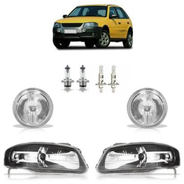 Imagem de Par Farol Máscara Negra Friso+Par Milha Superior+Lâmpadas H4+Lâmpadas 