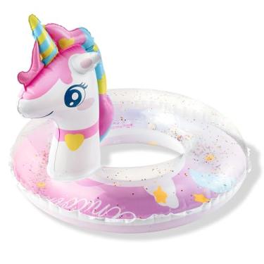 Imagem de Zainpe Boia Inflável De Unicórnio Para Piscina Com Glitter, Colorida Natação, Verão, Área Externa, Praia, Brinquedo Vinil Natação Crianças Pequenas