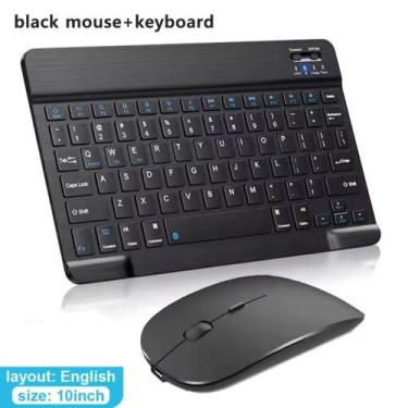 Imagem de Kit Teclado Mouse Sem Fio Recarregável Bluetooth - NoBrand, Preto