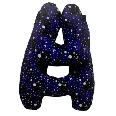 Imagem de Almofada Infantil Com Formato de H – Confortável para Viagens de Carro, com Protetor de Pescoço (Céu estrelado azul)