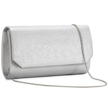 Imagem de UBAYMAX Bolsa de noite, bolsas de mão para mulheres, brilhantes, bolsa transversal, bolsa de casamento para formatura, casamento, noivado, A - Prata, 22 cm